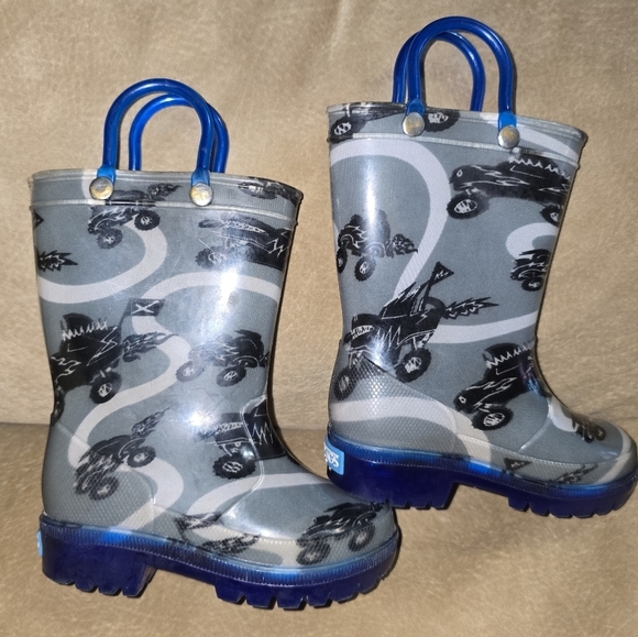 Zoogs Kids Pull-On Rain Boots Size ATV Monster Truck Print Boots Size 5 Toddler - Picture 1 of 8